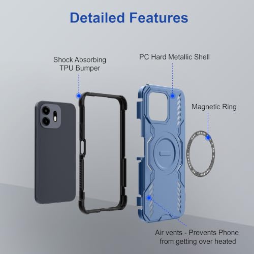 Image of Zapcase Back Case Cover for Oneplus N6 5G | Magnetic Case with Built-in Metal Ring | Supports MagSafe Charger, Wallet & Car Mount | Shockproof Hybrid PC + TPU | Blue