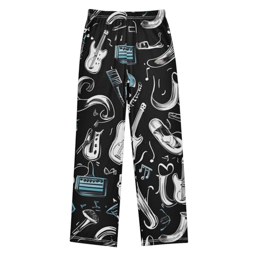 ZZXXB Guitar Musical Note Boys Long Pants Soft Trousers Elastic Waist Kids Lounge Bottoms with Pockets S-XL