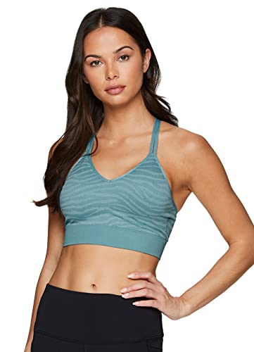 Rbx Active Women's Animal Print T-Back Low Impact Sports Bra Zebra Light Blue M #TOP12