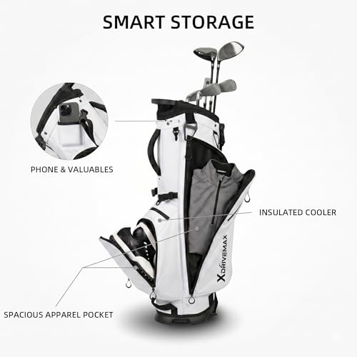 XDRIVEMAX Lightweight Golf Stand Bag with Quick-Access Phone Pocket for Easy Reach, 5-Way Divider Top Carry Bag for Walking the Course & Driving Range,White,1-Pack by XDriveMax - Used condition - Image 7