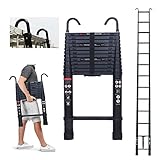 ⭐ 【Escalera de extensión】 Con 2 ganchos desmontables, asegura la escalera en el techo, se puede colgar en una tubería de menos de 7 cm de diámetro.