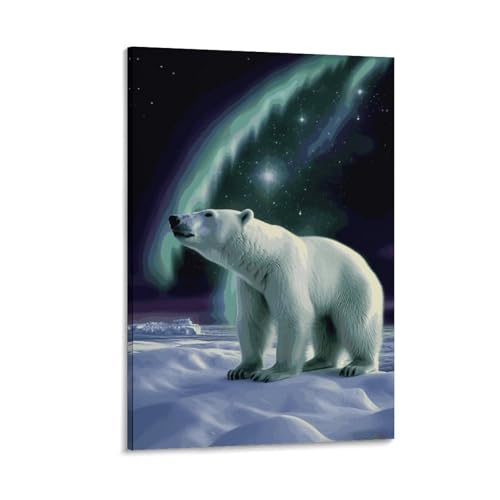 Toile murale ours polaires pour habiller un mur vide avec un cadre en bois