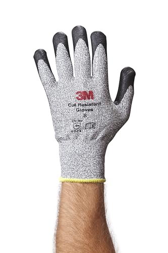 3M Comfort Grip Gloves, Cut Resistant ANSI 3, Medium, 1 Pair, CGM-CR, Nitrile Cutting Gloves, Medium-Duty, Washable, Knit-Cuffed, Long Lasting Durability