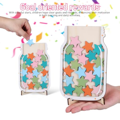 TEHAUX Star Reward Jar for Behavior Management Classroom Tools with Strong Wood and Acrylic Materials, Goal Oriented Rewards System, Motivational Chart for Classroom and School Use - Image 3
