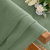 Chyhomenyc Crushed Sheer Sage Green Curtains 84 Inch Length 2 Panels, Light Filtering Solid Crinkle Voile Lightweight Rod Pocket Sheer Curtian for Bedroom Living Room, Each 42Wx84L Inches