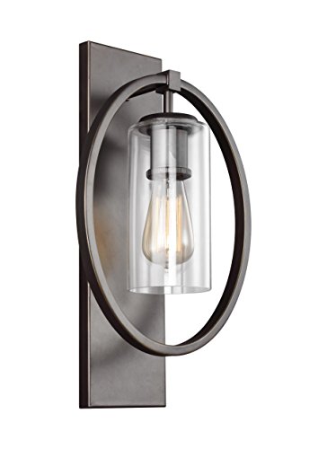 Feiss WB1846ANBZ Marlena Glass Wall Sconce Lighting, Bronze, 1-Light (11W x 18H) 60watts