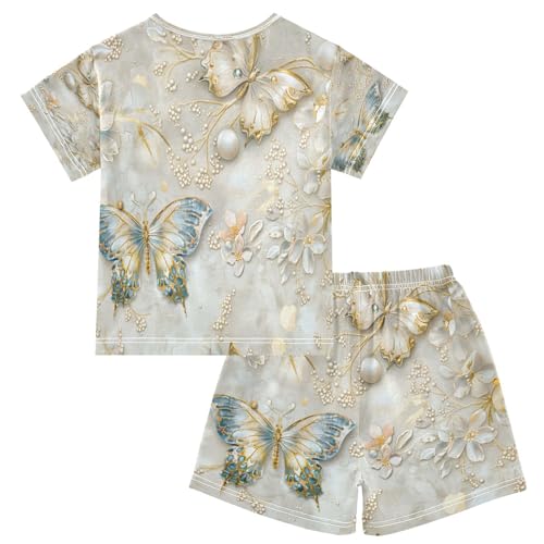 senya Short Sleeve Pajamas Sets Summer Cotton Sleepwear 3d Print Butterflies2