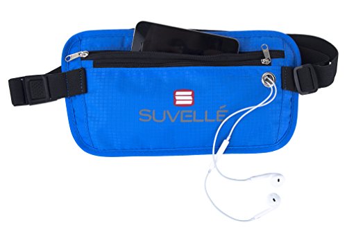 Suvelle RFID Blocking Travel Money Belt Wallet Concealed Travel Pouch and Passport Holder
