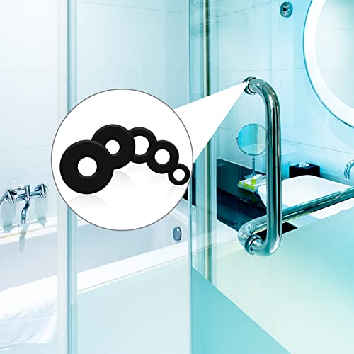 CANIPHA 120Pcs Rubber Washer Kit, 12/18/20/25/30mm Flat Heavy Duty Washers for Bolts, Grommets Bolts Screws Household Plumbing Appliances Faucets Glass Shower Door Black
