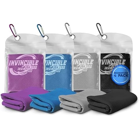 Invincible Fitness Microfiber Gym Towel Set – Quick-Drying, Odor-Resistant, Ultra-Absorbent Towels for Sports, Fitness, Yoga, and Travel (4 Pack) Cover