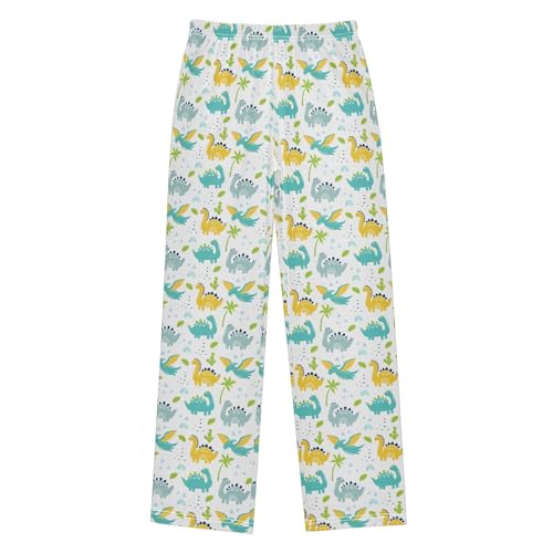 ZZXXB Dino Cactus Boys Long Pants Soft Trousers Elastic Waist Kids Lounge Bottoms with Pockets S-XL