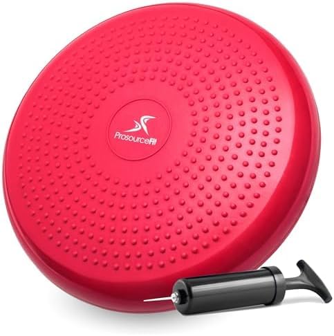 Image of ProsourceFit Core Balance Disc Trainer, 14 inch Diameter with Pump for Fitness, Balance Training, or Seating; Wobble Board for Core Stability; Flexible Floor Cushions