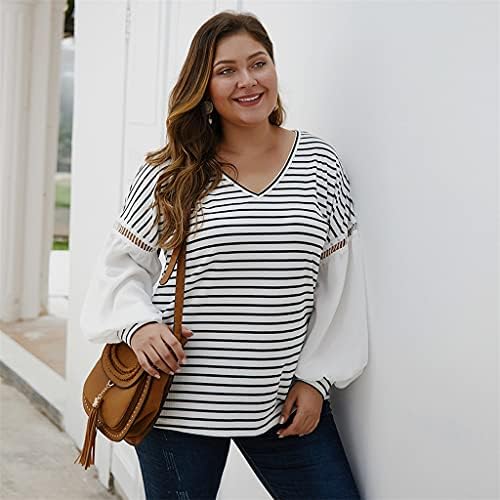 Cfsncm ヨーロッパとアメリカのファッションプラスサイズの女性のストライプステッチトップvネックのセクシーな服 Color White Size Xxxxl Code Www Meritstech Ac In
