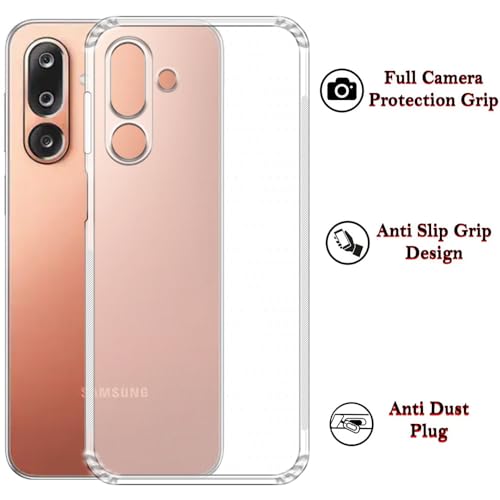Image of Amazon Brand-Solimo Anti Dust Plug Mobile Cover (Soft & Flexible Back case), for Samsung Galaxy M36 5G / F36 5G (Clear)