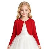 BONNY BILLY Kamizelka dziewczęca Długi rękaw Bawełna Bolerko Cardigan Dziecko Dziewczynka, Czerwona, 3-4 ans
