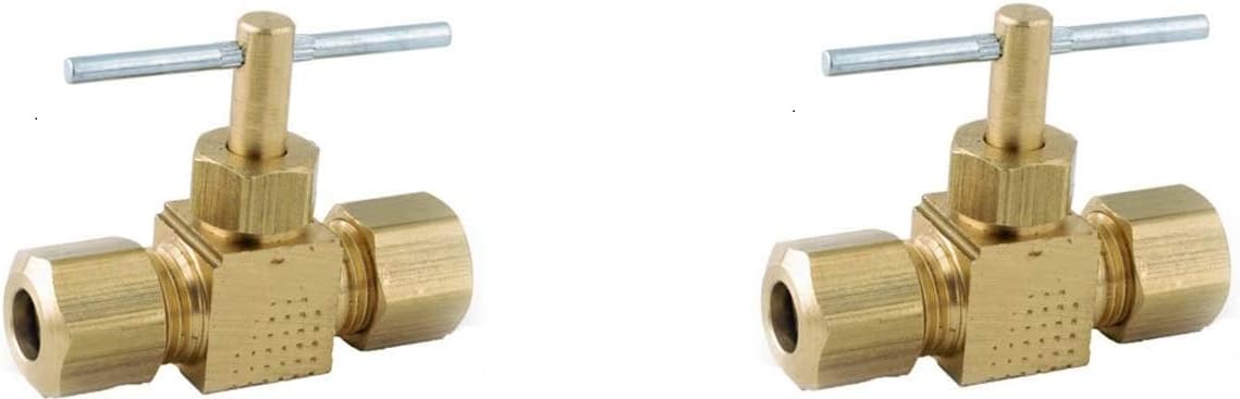 Anderson Metals 759106-04 1/4-Inch by 1/4-Inch Straight Needle Valve, Brass (Pack of 2)