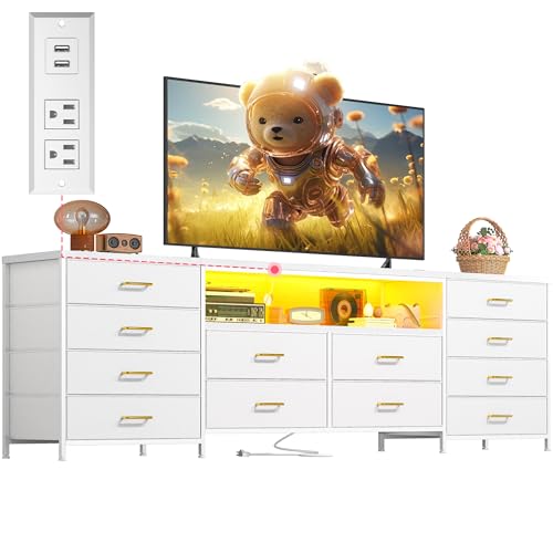 EnHomee Fits 65,70 inch Tv Stand, 63" W White Dresser