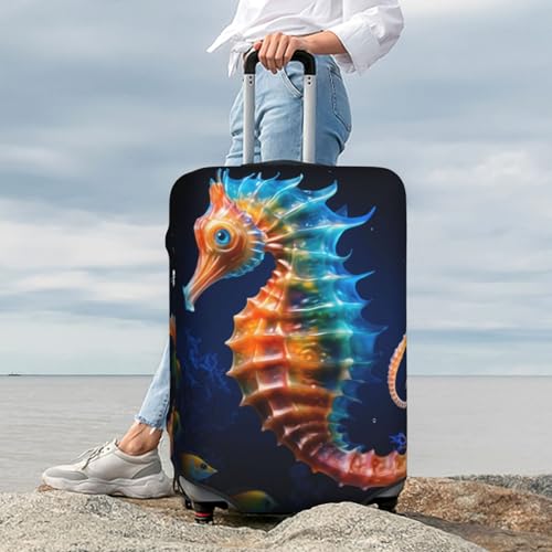 Yellow Fish Seahorse Travel Luggage Covers - Elasticity Suitcase Covers Protector for Luggage 18-32 Inch 7