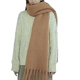 SUNDSGT Big Scarf Coloured Oversized Tassel Soft Fall Winter Thick Scarf Warm Shawl Women (Camel)