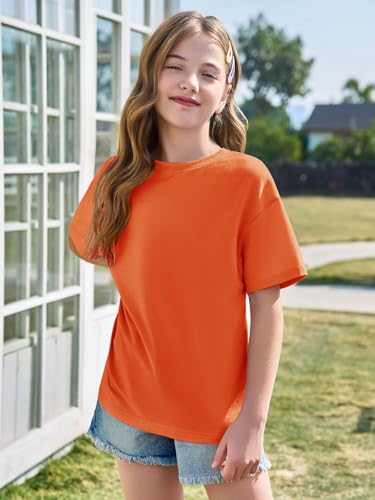 Image of Haloumoning Girls Short Sleeve T-Shirts | Kids, Summer,Girls shirts,Oversized t shirts,Girls T-Shirts,Oversized Tops, Casual Crewneck, Basic Tees 5-14Y