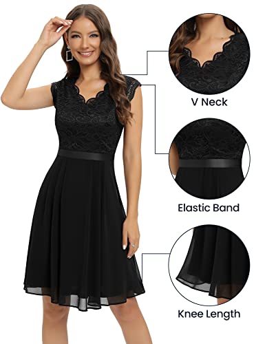 Dressystar Women's V Neck Sleeveless Lace Bridesmaid Dress Wedding Party Gown4