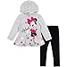 Disney Minnie Mouse Big Girls Pullover Fleece Hoodie & Leggings Heather Grey 10-12