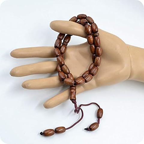 Quality Handmade Light Weight Oval Shape Natural Wooden Rosary Worry Tassel Pendant Necklaces for Women Men Beads Muslims Islamic Tasbih Tasbeeh Dhikr Zikr 33 Prayer Rosary Beads Diameter 8mm Cover