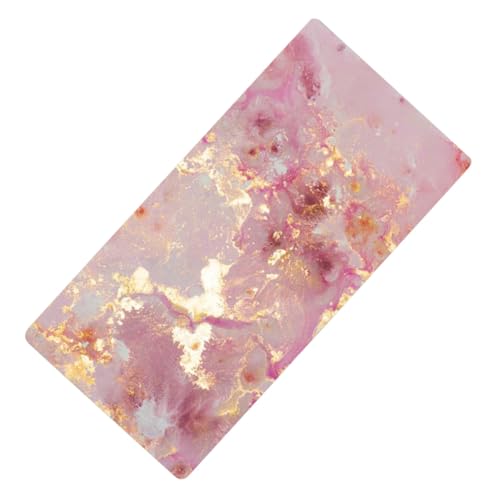 Tapis de bureau marbre rose grand format anti-dérapant pour clavier