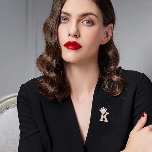 Letter Brooch Pins for Women Rhinestone Brooches and Pins for Women Large Gold Lapel Pin Crystal Initial Brooch Jewelry