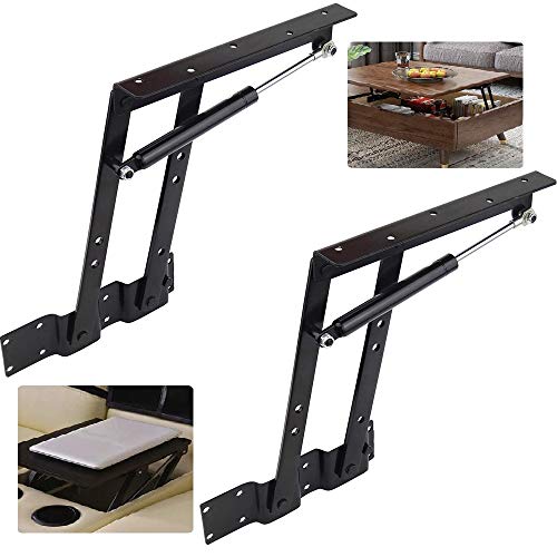 BUZIFU 2 Pièces Pliage Ascenseur 50kg / 100lb Soulever Haut Table Basse Cadre De Levage Lift Up Ressort Mécanisme de Plateau Matériel Ressort Charnière DIY Table D'appoint Meubles Accessoires