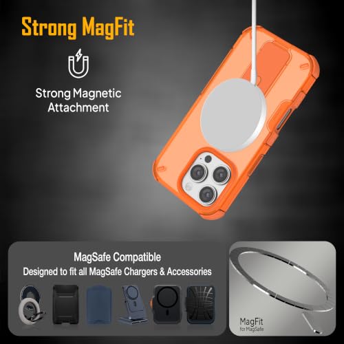 Image of ZAP CASE Matte Kickstand Case for iPhone 16 Pro | Magsafe Compatible | Premium Polycarbonate Back + Flexible TPU Bumper | Foldable Stand | Military-Grade Drop Protection | Anti-Fingerprint | Orange