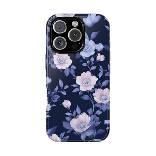 Coque iPhone 16 Pro fleurie bleue et rose pour votre style quotidien