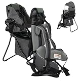 Baby Backpack Carrier for Hiking, Toddler Hiking Backpack with Rain & Sun Hood Adjustable Straps & Waist Belt Ergonomic Child Carrier Foldable Frame Lightweight Large Capacity for Outdoor Travel