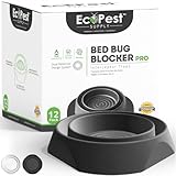 Bed Bug Interceptors – 12 Pack | Bed Bug Blocker (Pro) Interceptor Traps | Insect Trap, Monitor, and Detector for Bed Legs (Black)