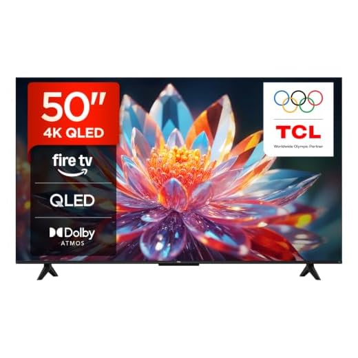 TCL 50T6C-UK 50 Inch QLED 4K HDR TV, Fire TV (Smart TV with Dolby Vision & Atmos, HDR10+, Press & Ask Alexa, 2025 Model)