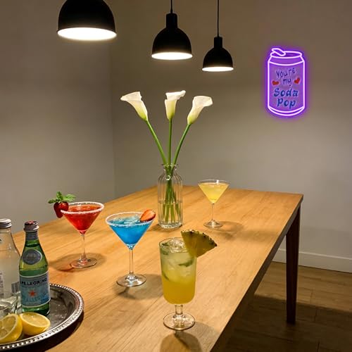 Image of Allball You'Re My Soda Pop Neon Sign, Soda Pop Neon Light Valentine'S Day Decor USB Powered Drink Can LED Dimmable, for Bar Club Party Restaurant Kitchen Dessert Shop Birthday Gifts(15.7 * 9 In)