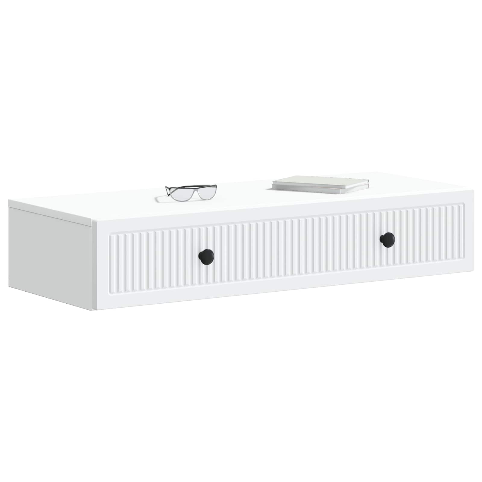 Table d'appoint murale rectangulaire compacte blanche de 87,5 cm