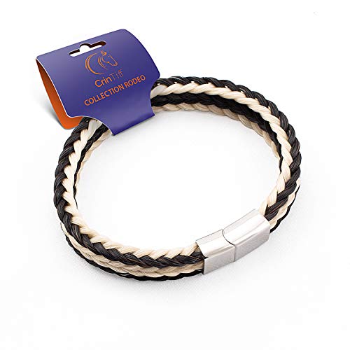 crintiff - Horsehair Bracelet Square Braided for Men and Women - Collection Rodeo - Color Brown - Size 6.30/6.70in - Small