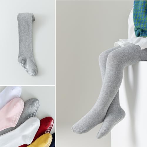 Image of Epeius Baby Girls Tights 3 Pairs Pack Seamless Non Slip /Skid Grip Cotton Leggings