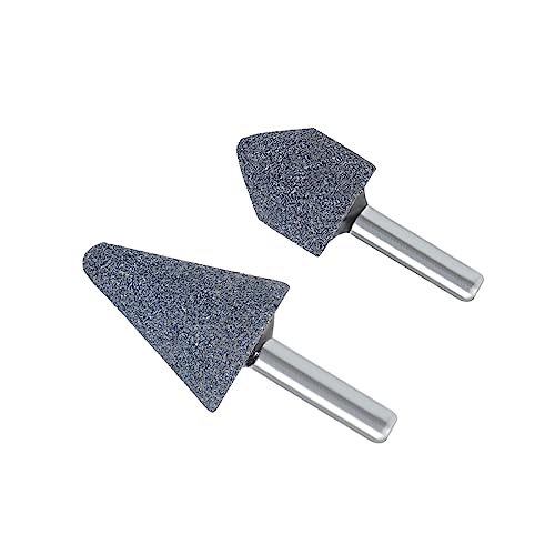 CoCud Abrasive Steinspitzen Set 6mm Schaft Vernickelt Karbonstahl Schleifen Rad Polieren Kopf Bit - (Anwendungen: für Drehbare Werkzeuge) - 2Stk