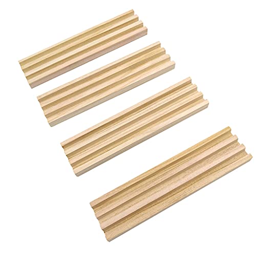 4 piezas soportes de madera para fichas de dominó miniatura 3