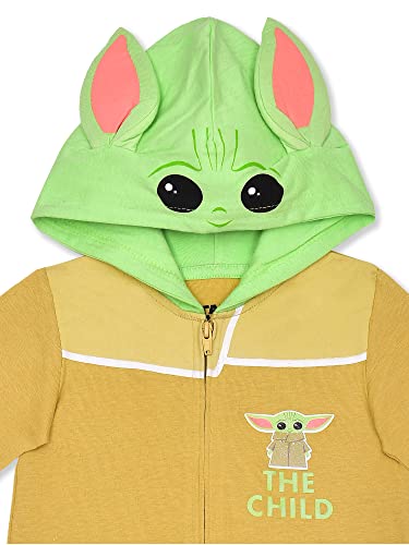 Star Wars Boys’ Darth Vader Or Baby Yoda Hooded Zip Up Long Sleeve Romper For Newborn And Infant – Black Or Yellow #TOP2