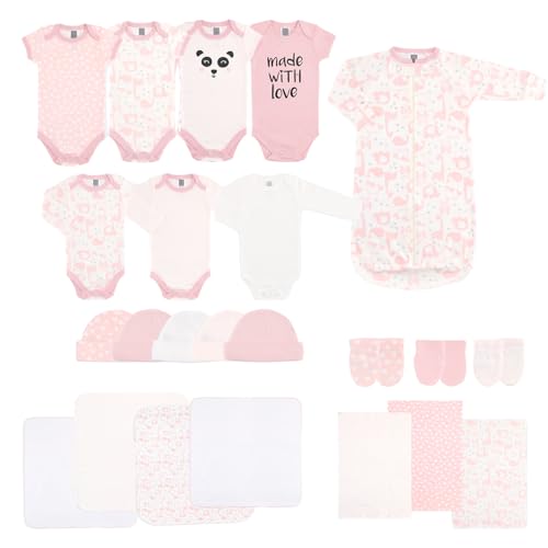 Image of The Peanutshell Baby Layette Gift Set for Baby Girls - 23 Piece New Born Girl Gift Set, Clothes & Newborn Essentials Must Haves - Girl Clothes 0-3 Months - Soft Pink