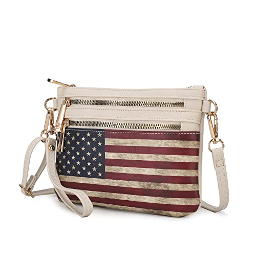 Image of MKF Collection Crossbody Bag for Women, American Flag Shoulder Bag, Vegan Leather Wristlet Bag Handbag Purse by Mia K