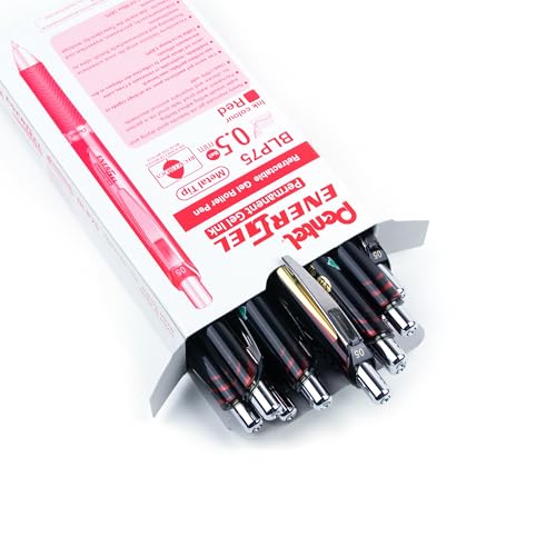 EnerGel Permanent Retractable Rollerball 0.5mm Tinta Roja 12 bolígrafos miniatura 2