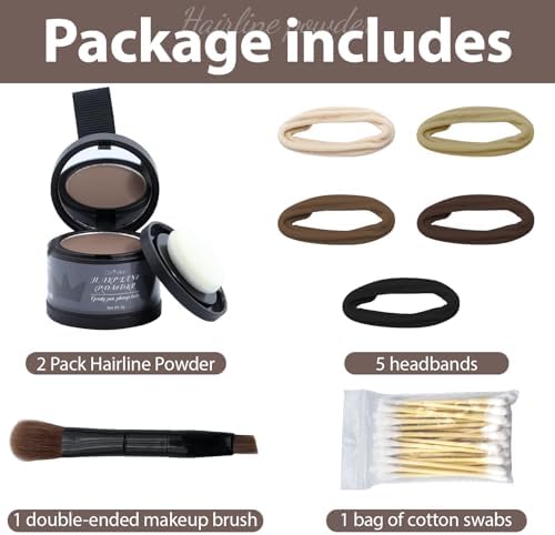 2 Pack Hairline Powder for Women and Men, Used to Root Touch Up Hair Color, Thinning and Gray Hair Coverage and Bald Spots Coverage, Soft Brown