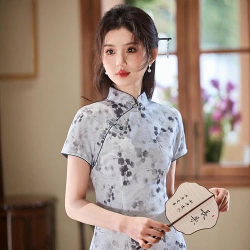 Cheongsam ajusté style chinois résolvez le manque d'originalité avec l'impression encre - 4