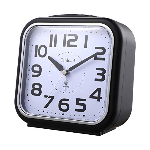 5.5" Silent Analog Alarm Clock Non Ticking, Gentle Wake, Beep Sounds, Increasing Volume, Battery Operated Snooze And Light Functions, Easy Set, Black (Best For Elder) #TOP1