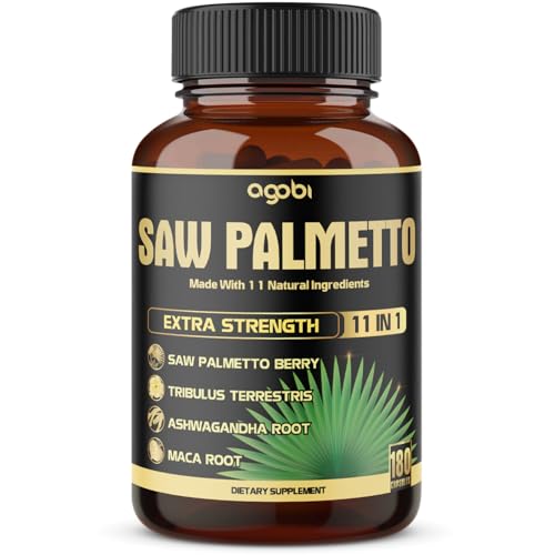 11in1 Saw Palmetto Capsules - Ashwagandha, Turmeric, Tribulus, Maca, Ginger & More - 180 Count 6-Month Supply