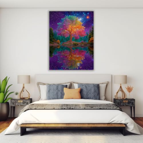 Cuadros en lienzo de 40x60cm con diseño floral de sol, arco iris y bosque denso 4